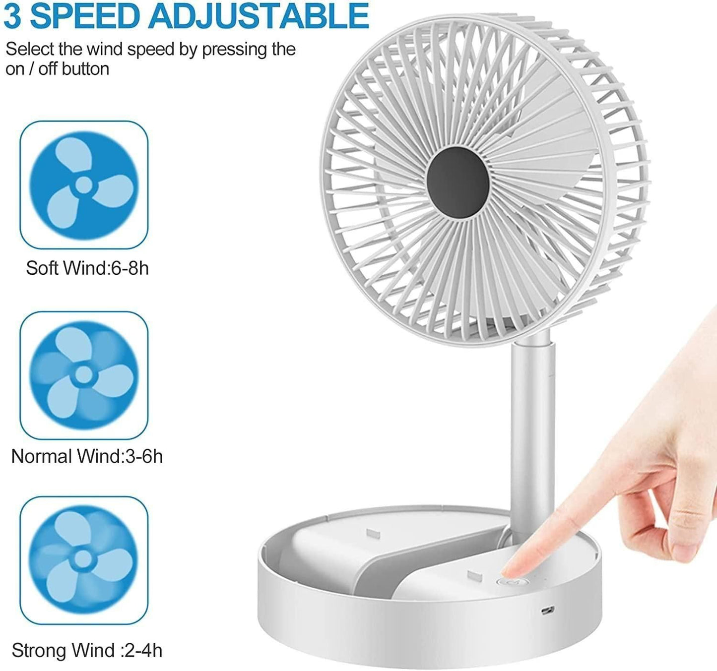 Powerful Rechargeable Table Fan – Compact & Lightweight