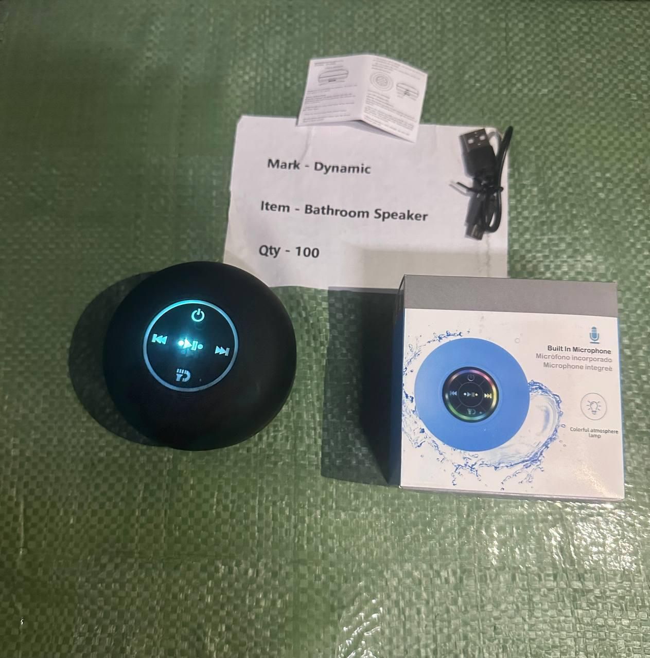 Large Suction Cup Waterproof Bluetooth Speaker – Portable Mini LED Shower Speaker