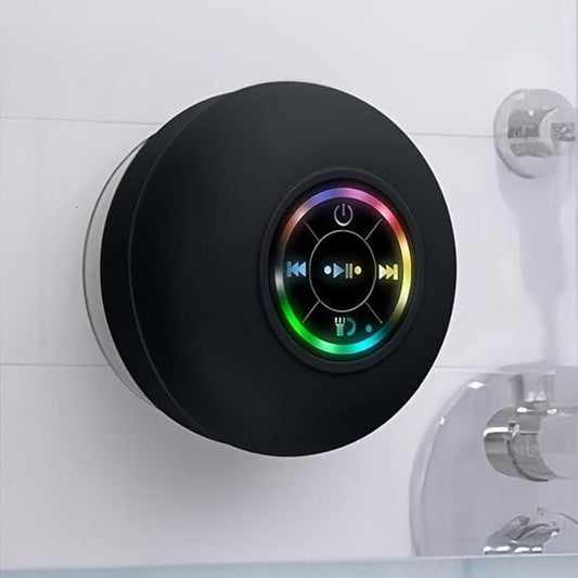 Large Suction Cup Waterproof Bluetooth Speaker – Portable Mini LED Shower Speaker