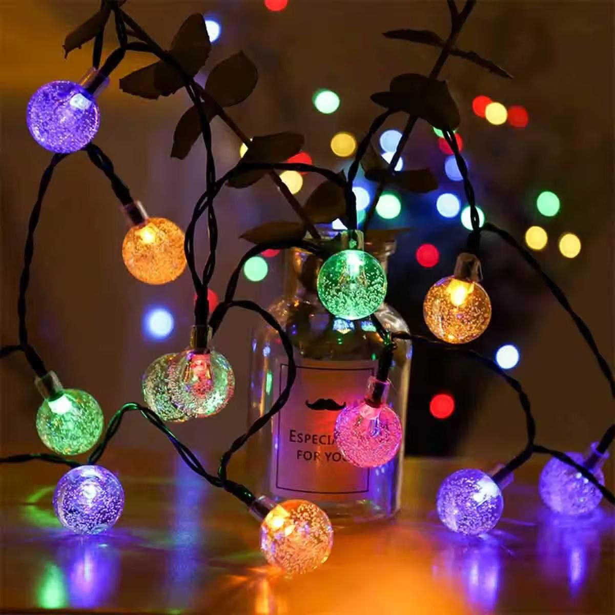 New 14 LED Crystal Bubble Ball String Fairy Lights – 3 Meter Multicolor
